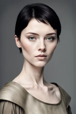 Scandinavian medieval 30 year old woman with black short hair, beautiful pale skin, blemishes, athletically built