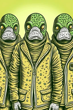 Three mole man in an adult jacket