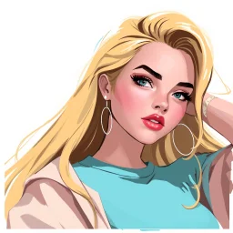 a popular girl, blonde, digital art, stylised