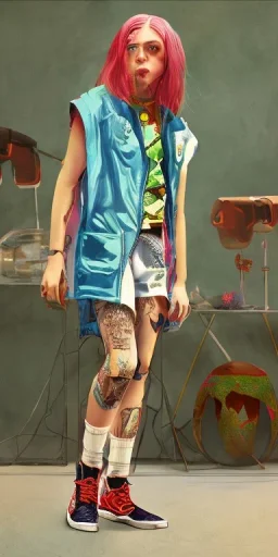 Billie Eilish, legs, photorealistic, 2k