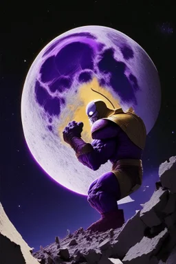 Mighty Thanos cutting the moon in half