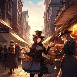 steampunk girl, streetMarket,