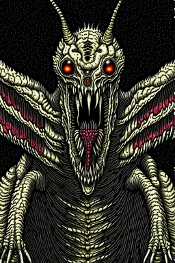 Moth / shark hybrid demon in the style of Berserk manga