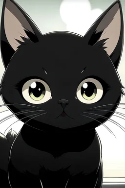 Real Black Cute cat in anime