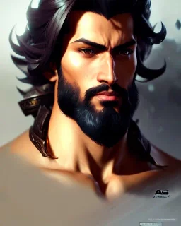 Akshan from League of Legends, Male, full-scale head and shoulders portrait, 8k resolution concept art portrait by Greg Rutkowski, Artgerm, WLOP, Alphonse Mucha dynamic lighting hyperdetailed intricately detailed Splash art trending on Artstation triadic colors Unreal Engine 5 volumetric lighting Splash art fantasy