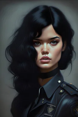 Woman black hair police