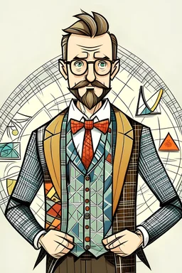 Profesor hombre de matematicas con lentes y ropa elegante