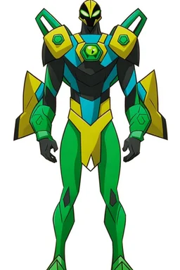 alien From Ben 10 cartoon. Lion. Advanced metal. Magnetic force. Magic power. And his turtle shield