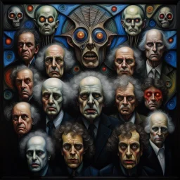 Illuminati is the machine. Faces. Scared man. Group of eyes. Brutalist framework building. People from the deep. H r. Giger machines. Modifiers: Award winning photography oil on canvas dynamic lighting imperial colors quilling Marc Chagall Boris Vallejo Beksiński Stained Glass Horror themed By Dan Witz Stephen Gammell Rosina Wachtmeister Alfred Henry Maurer Inspired by Hope Gangloff oil on canvas