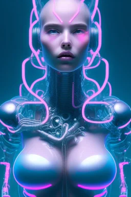 cyberpunk, pink latex body, women, body portrai, big boobs, highlight eyes perfect, skin, tron, cyborg, perfekt sexy, real, dream, hr giger