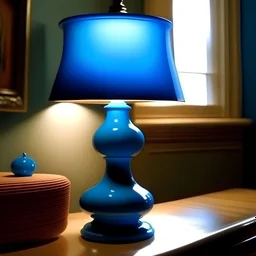 creami una lampada azzurra che illumina una stanza