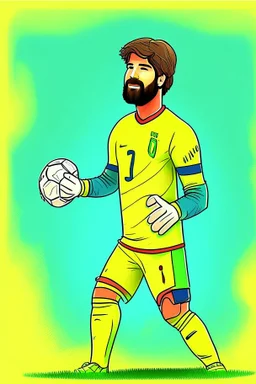 Alisson Becker Brazilian football player cartoon 2d