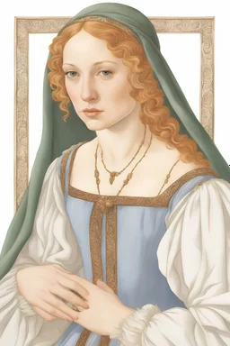 portrait of a renaissance renaissance woman botticelli style on a white background