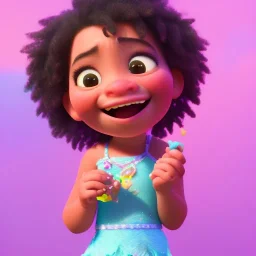 cute, adorable, smileing girl eating ice cream, candies flying all around her, Pixar, disney, cinema lighting, gaming, 8k, magic, love --q 1 --v 4