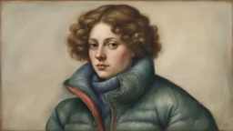 woman in puffer jacket by Andrea del sarto