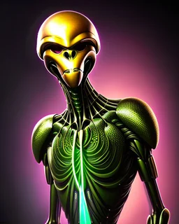 Full body alienígena antropomorfico humanoide con traje y corbata arte ilustración impresionista calidad ultra hiperdetallado intrincado maximalista 12k