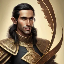 D&D character, male, long black hair, dark tan skin, artificer, holding gun, light armor, chain armor