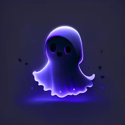 Cute ghost, purple, black background, professional, artstation, black gradient, trending, high contrast