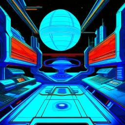 cyberpunk retro capital futuristic for comics in light blue