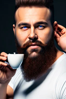 extreme close up photography, top view, 35mm lens, burly muscular chubby 35 years old bearded man ,dipping milk in the face, , photorealistic, 8k --ar 2:3