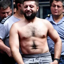 Volodymyr Zelensky WITH A BEARD wearing hot pants