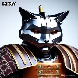 beautiful smooth realistic Japanese samurai robot cat body, run on dark cosmos background, dog еye, extremely sharp detail, finely tuned detail, ultra high definition, 8 k, unreal engine 5, ultra sharp focus, accurate sword wings, positive smile