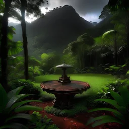Meditation podium , dusk landscape In the jungle garden my mind bows . With the songs of dawn and the sadness of sleep Every leaf - that trembles in the embrace of the green My With dreams, An otherworldly planet, The oldest place on planet earth is in Venezuela and it's called Mount Roraima.