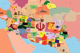 pop art pixels Iran - patchwork of empires, invasions, cultural renaissances,