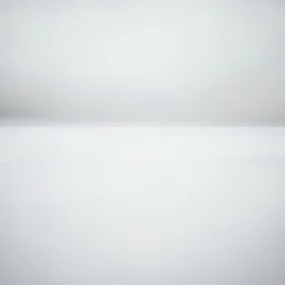 A striking hyper-minimalist photograph of a vast, snow-covered field on an overcast day. The barren landscape is dominated by a monochromatic color palette, with only a crimson tinged snow angel imprint with footprints visible in the snow. The long view stretching out before the viewer creates an overwhelming sense of isolation and desolation, inviting contemplation on the beauty of nature's starkness