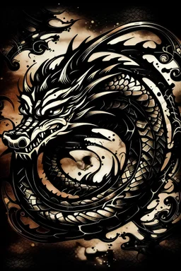 dragon ink logo, leather background