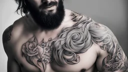 man hairy tattoo powerful