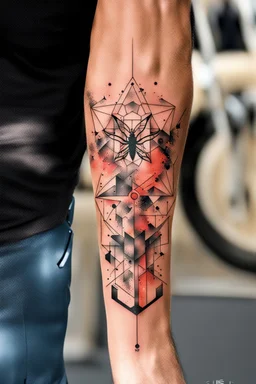 Tattoo cyberpunk sleeve hexagons geometric compas "black butterfly" lines