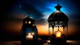 اصنع لي صوره باجواء رمضانيه وزينه وفوانيس وفي منتصف الصوره اسم Abeer