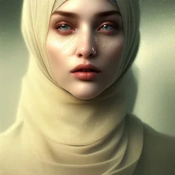 close up portrait of fog as woman in hijab, fine detail, highly intricate, modern surrealism painting, defined cracks and breaks, high-quality, volumetric lighting, 8k, ultrahd, George Grie, Marco Escobedo, Igor Morski,Brian Froud, Howard Lyon, Selina French,