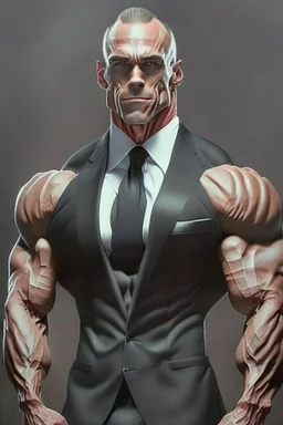 Bodybuilder Lee HaneyDelete the head. And wears a luxurious black suit