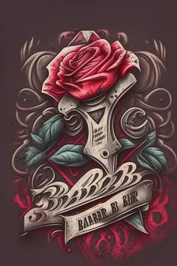 rose mit rasiermesser, haarschneidemaschine und diamant über schriftzug,firmenlogo für friseur barber, name soll SAMO THE BARBER sein, high quality, logo, graffitidesign