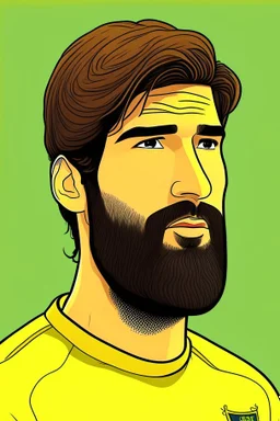 Alisson Becker Brazilian football player cartoon 2d