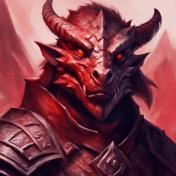 dnd, portrait of dragonborn with red scale