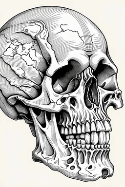 greek sculpture styled human skull illustration