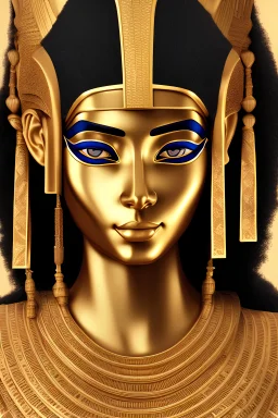egypt female god frontal portrait shot with sony alpha a9, gold, high contrast