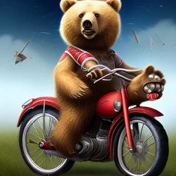 Old bear riding on a bike