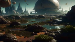 Your ship approaches a medium-sized planet in contested territory, orbited by several small moons... Welcome to Satosp. As you and your crew begin your descent, you can see the land is covered in unusual alien plantlife, giant fungi, and deep pools of strange water. There's barely an inch of barren soil to be seen...