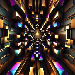 a mandelbulb 3d fractal made of metallic random color cubes a pertty artistc background