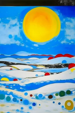 A sky blue tundra with very cold snow painted by Wassily Kandinsky