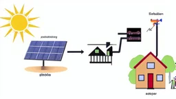 Grid-tied solar installation, diagram illustration