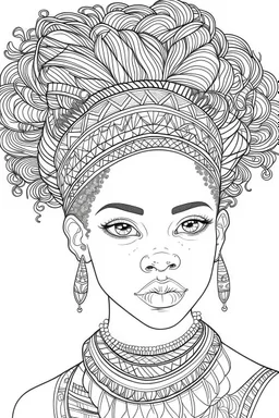 african girl face with beautiful hairstyle coloring book cover