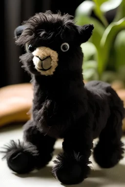 peluche de alpaca confeccionado con fibras de alpaca de color negro