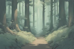 studio Ghibli forest anime muted texture