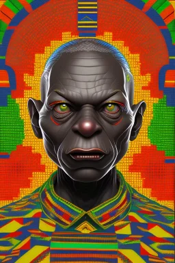 smeagol in Kente cloth, cinematic, zulu, ghana colours, african pattern, 8k quality