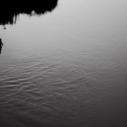 dark man shadow float in sky. scared people. river. river rock . valley . night